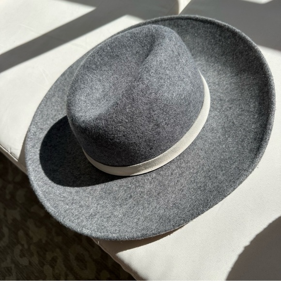 American Eagle Gray Wool Floral Embroidered Adjustable Fedora Hat - Picture 4 of 6